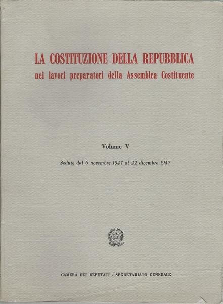 LA COSTITUZIONE DELLA REPUBBLICA. VOLUME V. | Immagine principale