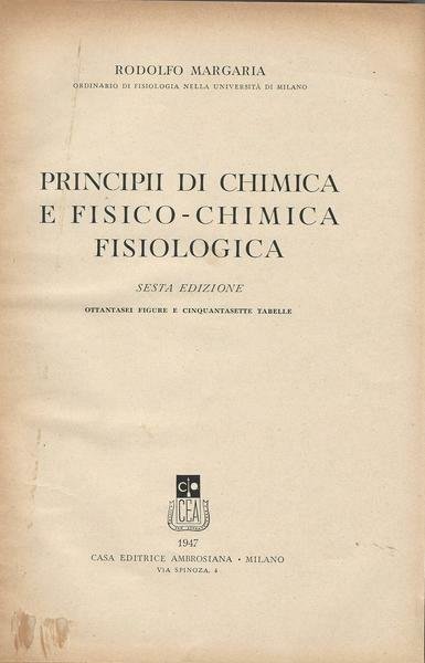 PRINCIPII DI CHIMICA E FISICO-CHIMICA FISIOLOGICA