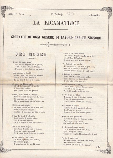 La ricamatrice. Giornale di ogni genere di lavoro (...). 22 …