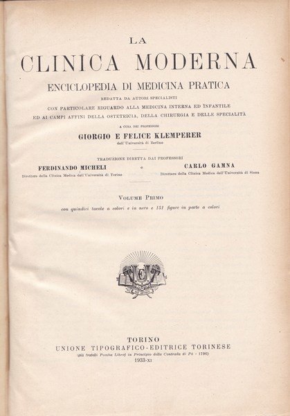 La clinica moderna. Enciclopedia di medicina pratica. (10 volumi)