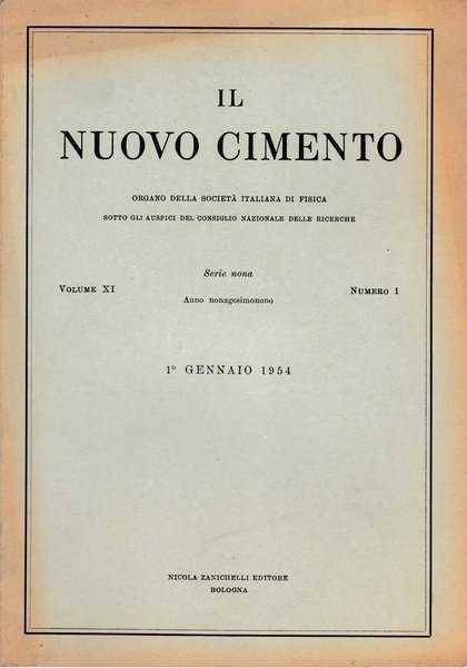 Il nuovo cimento. Vol. XI Serie nona n. 1 Gennaio … | Immagine principale