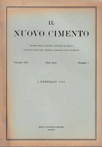 Il nuovo cimento. Vol. VIII Serie nona n. 2 Febbraio … | Immagine principale