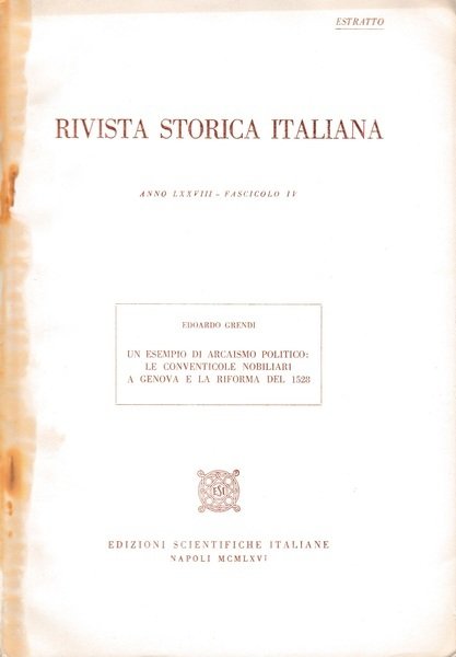Rivista storica italiana. Anno LXXVIII Fasc. IV Estratto