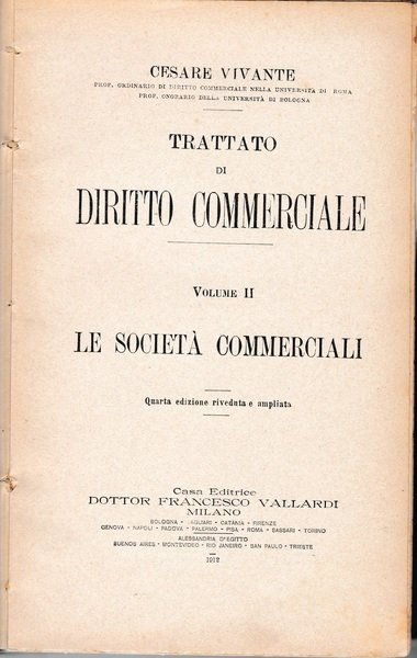 Trattato Di Diritto Commerciale; Volume 4 (Italian Edition