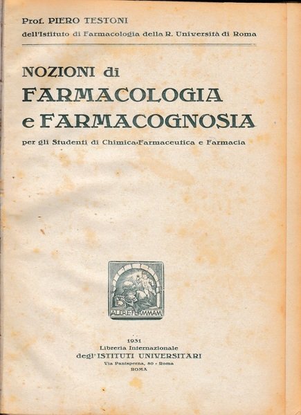 Nozioni di Farmacologia e Farmacognosia | Immagine principale