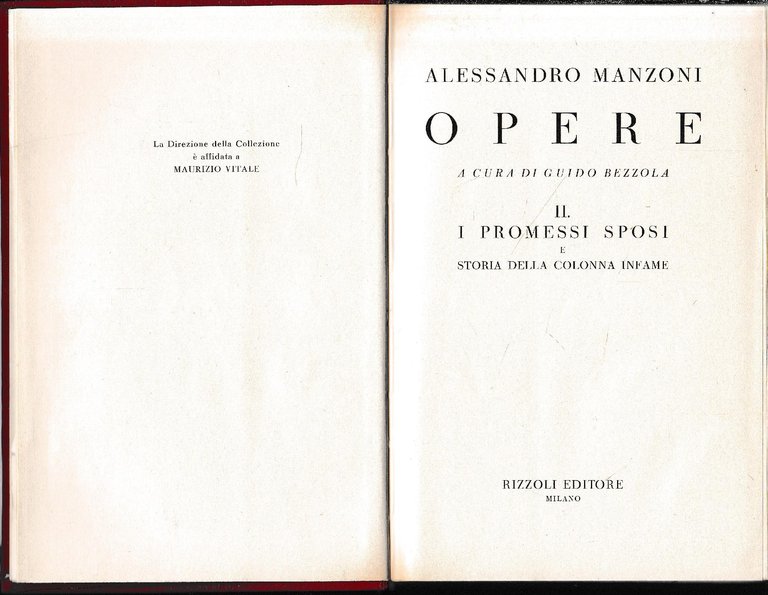 Alessandro Manzoni Opere. II - I promessi sposi, un volume