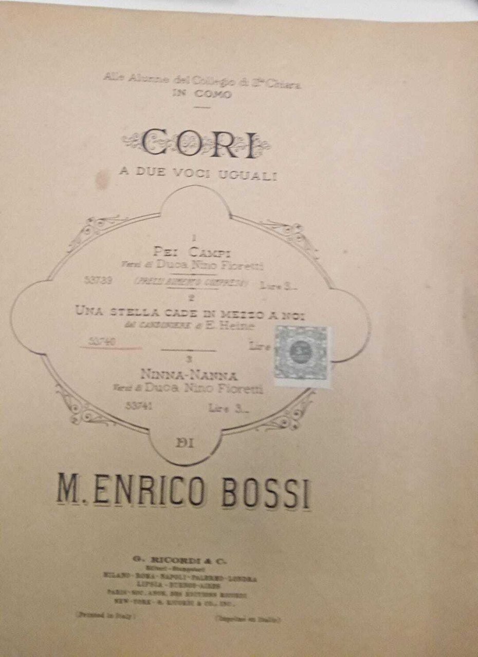 Alle alunne del collegio di Santa Chiara in Como. Cori … | Immagine principale