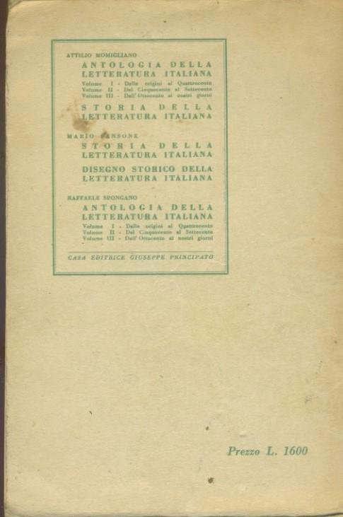 Antologia della letteratura italiana. Volume primo. Dalle origini alla fine …