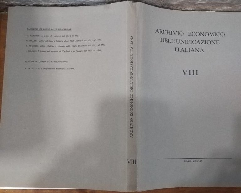 Archivio economico dell'unificazione italiana VIII
