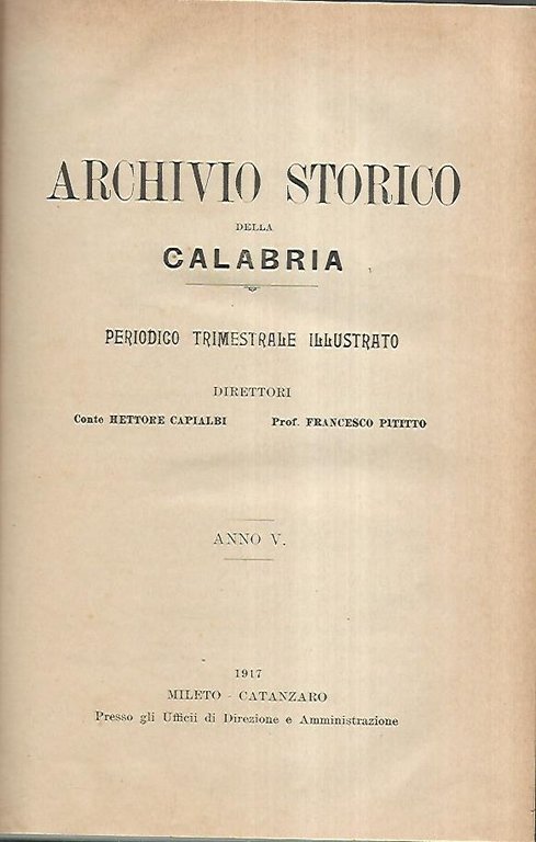 Archivio storico della Calabria. Anno V | Immagine Gallery 3