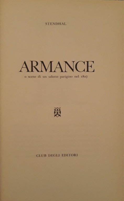 Armance o scene di un salotto parigino nel 1827