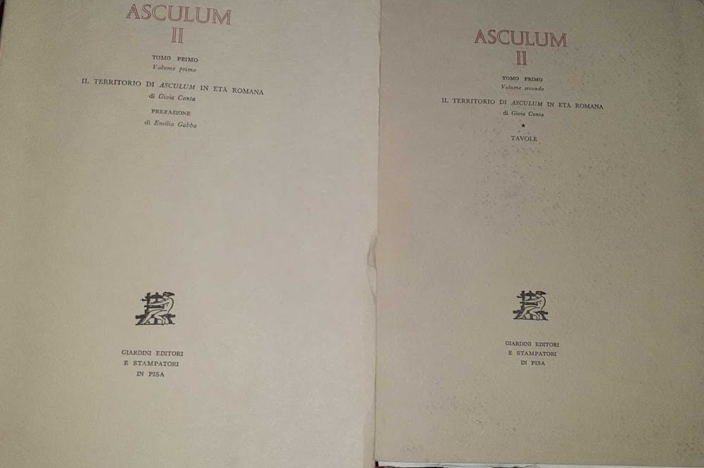 Asculum II. Tomo primo, volumi primo e secondo