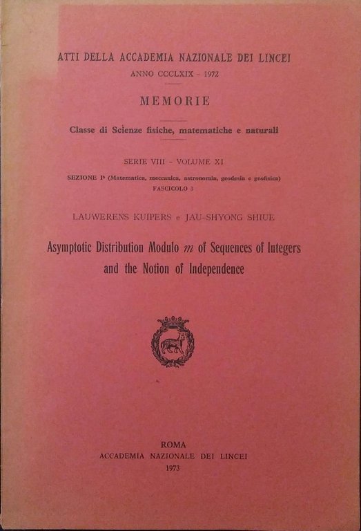 ASYMPTOTIC DISTRIBUITION MODULO M OF SEQUENCES OF INTERGERS AND THE …