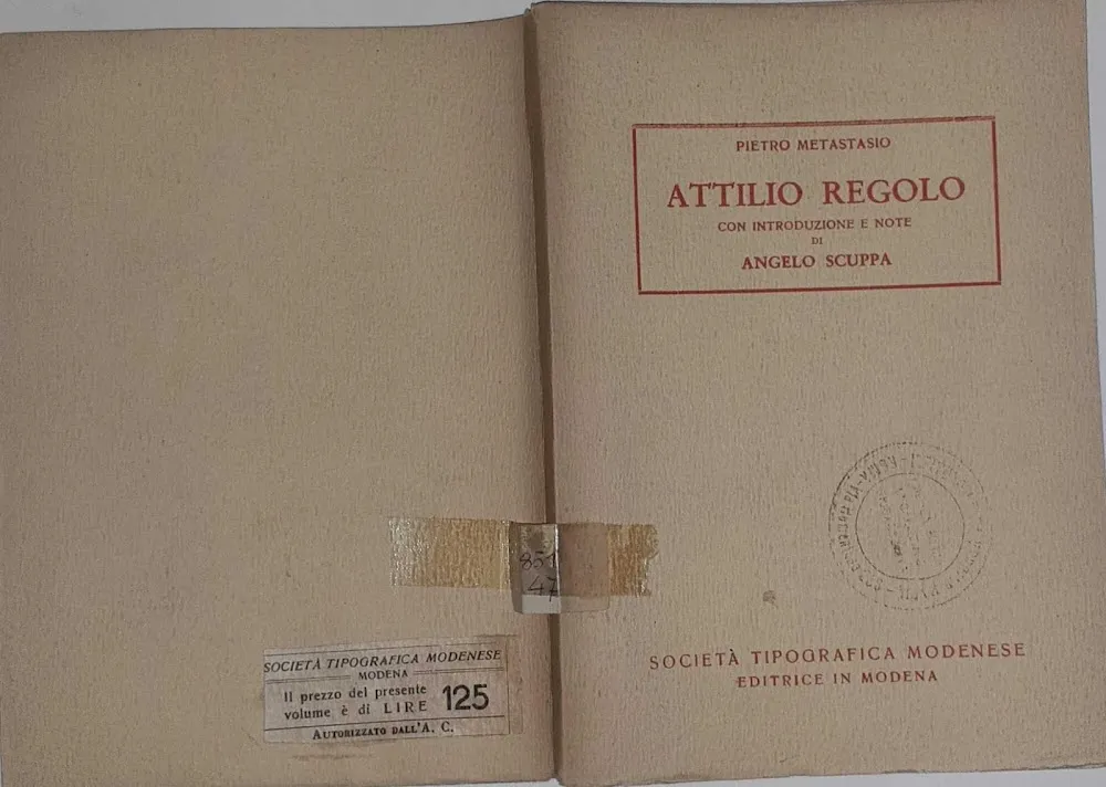Attilio Regolo con introduzione e note di Angelo Scuppa | Immagine principale