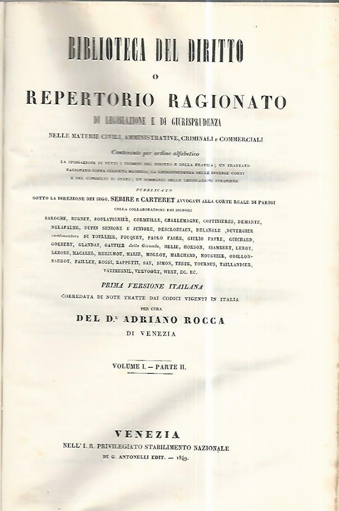 Biblioteca del diritto o repertorio ragionato di legislazione e di … | Immagine principale