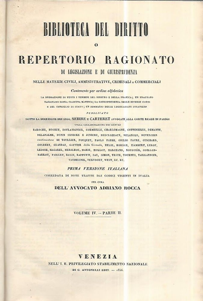 Biblioteca del diritto o repertorio ragionato di legislazione e di … | Immagine principale