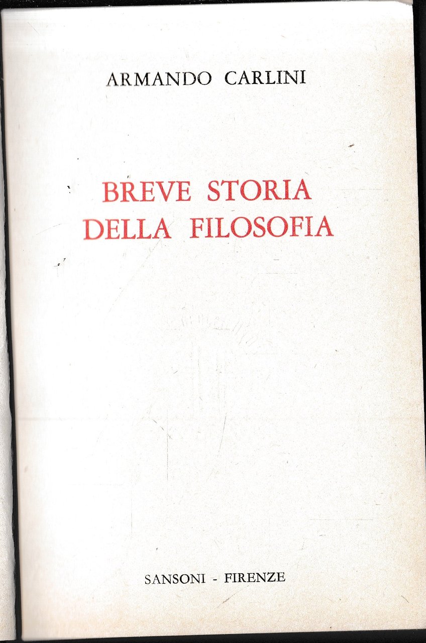 Breve storia della filosofia.
