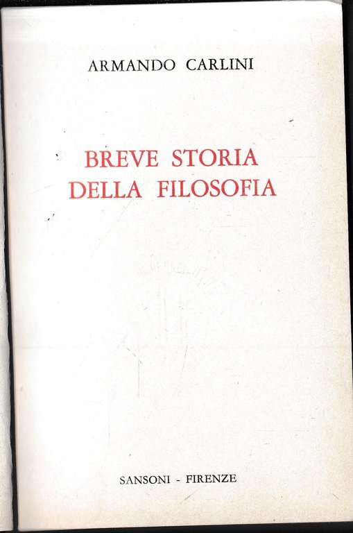 Breve storia della filosofia.