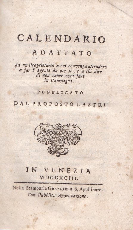 Calendario adattato Ad un Proprietario a cui convenga attendere a …