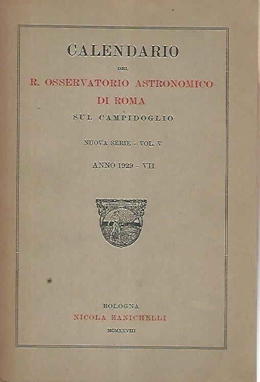 Calendario del R. osservatorio astronomico di Roma sul Campidoglio