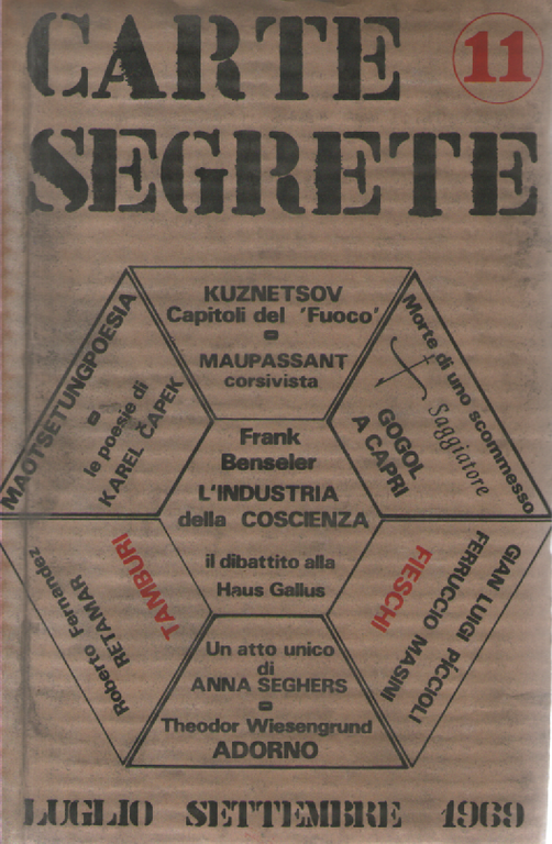 Carte Segrete, anno III, Luglio-Settembre 1969, n. 11.
