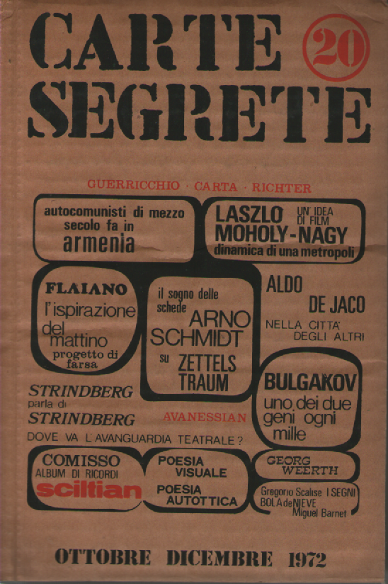 Carte Segrete, anno VI, Ottobre- Dicembre 1972, n. 20.