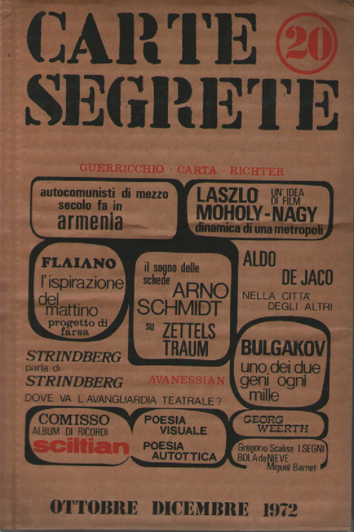 Carte Segrete, anno VI, Ottobre- Dicembre 1972, n. 20.