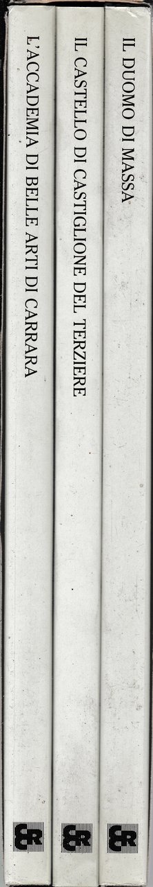 Cofanetto della cassa di Risparmio di Carrara contenente tre monografie: …