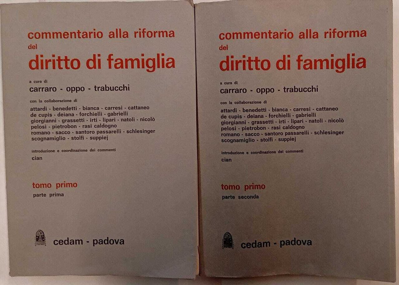 Commentario alla riforma del diritto di famiglia. Tomo primo (parte …