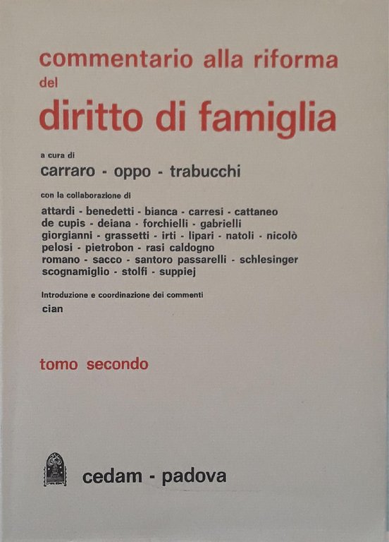 Commentario alla riforma del dirittto di famiglia (tomo secondo)