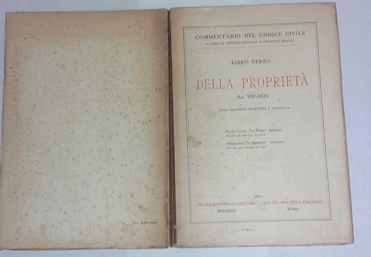 Commentario del codice civile. Libro terzo della prorieta' Art.957-1026 | Immagine principale