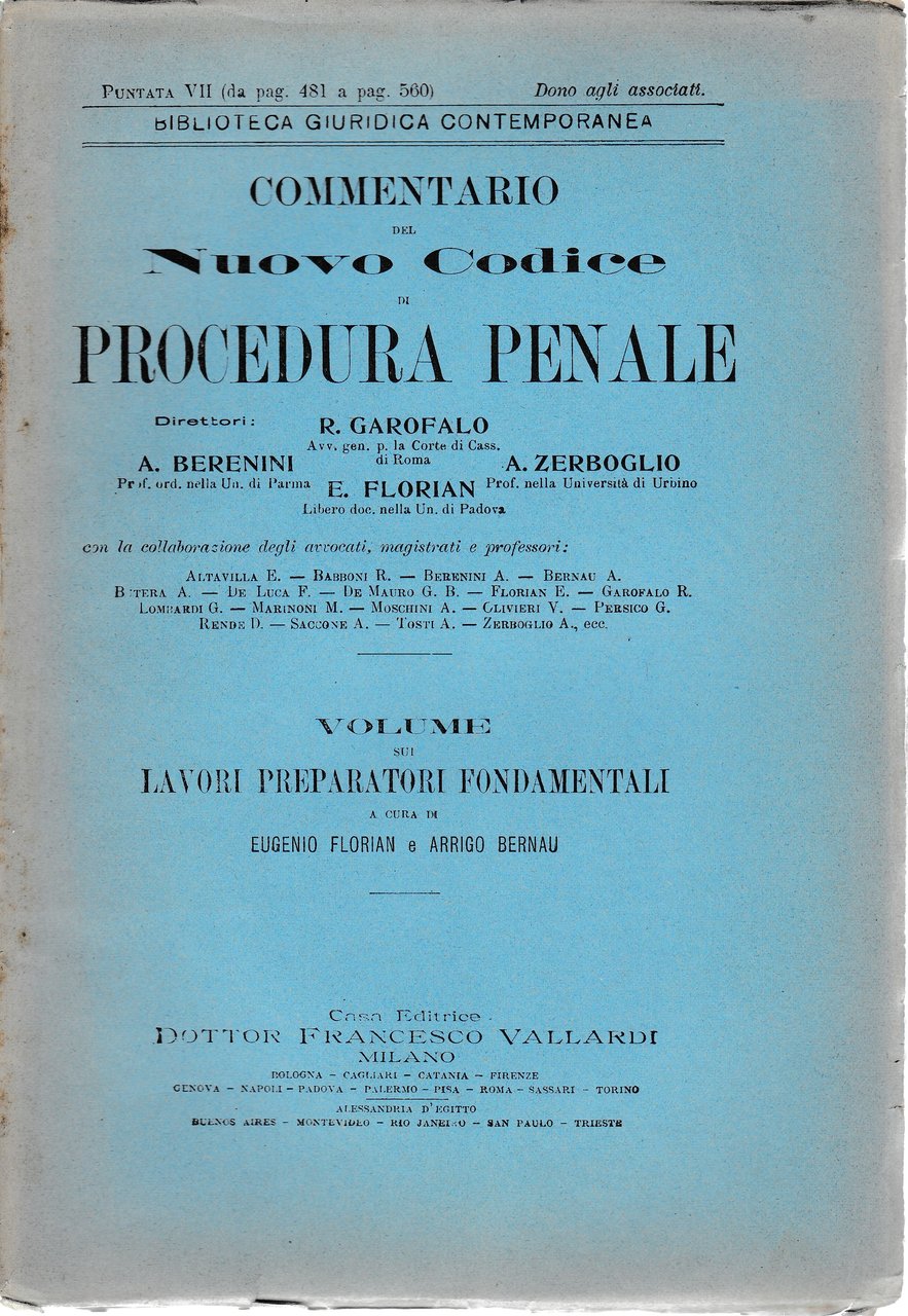 Commentario del Nuovo Codice di procedura penale. Puntata VII (da …