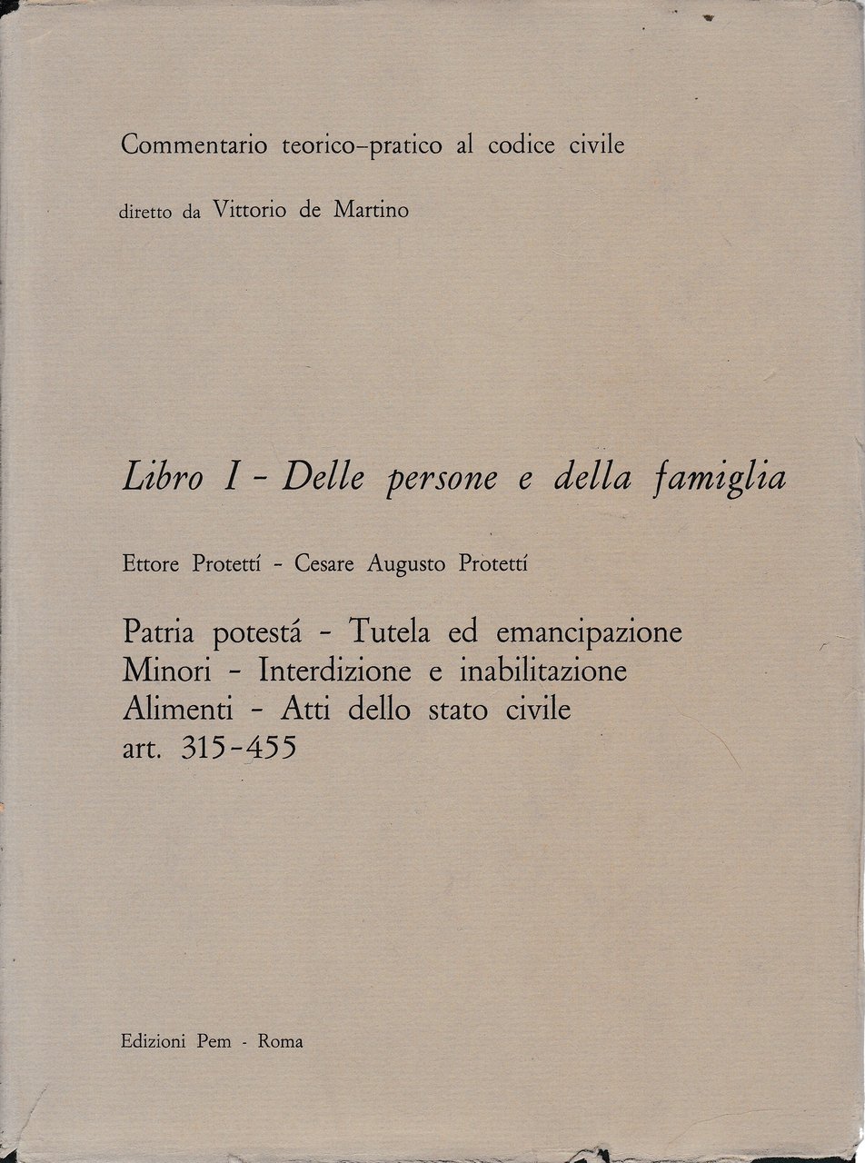 Commentario teorico-pratico al codice civile. Libro I - Delle persone … | Immagine principale