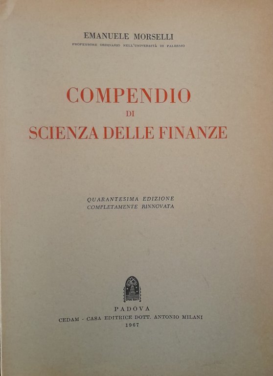 Compendio di scienza delle finanze
