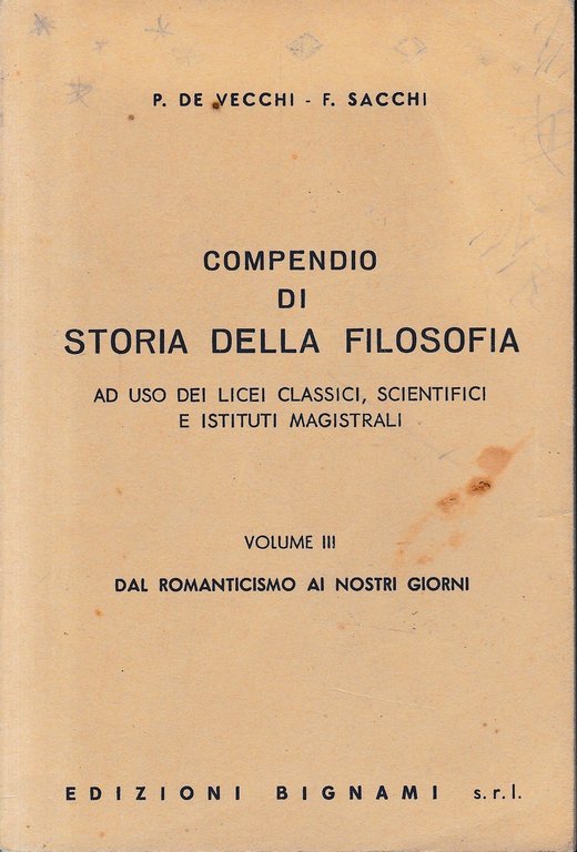 Compendio di Storia della Filosofia, vol. III^.