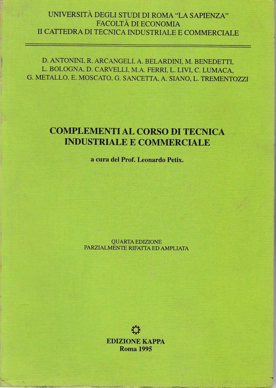 Complementi al corso di tecnica industriale e commerciale