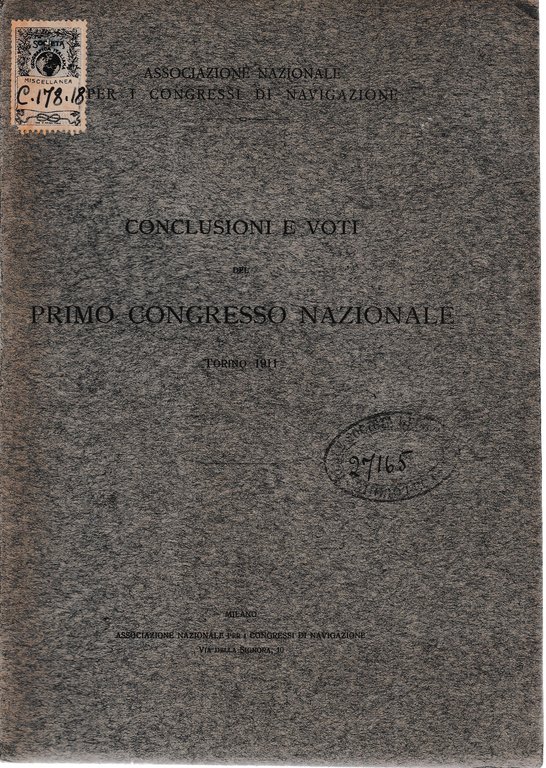 Conclusione e voti del primo congresso nazionale Torino 1911