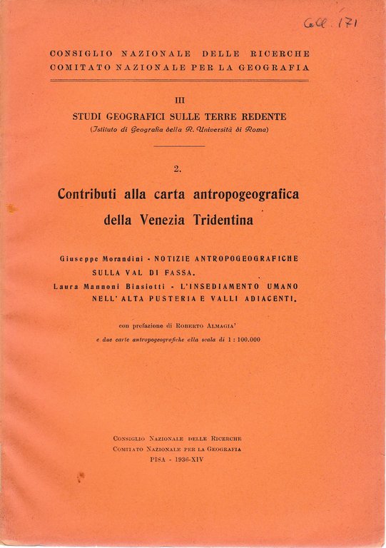 Contributi alla carta antrpogeografica della Venezia Tridentina vol. 2