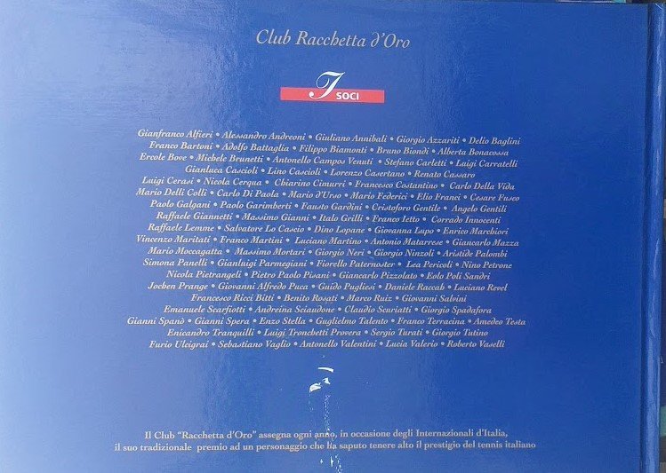 Coppa Davis: la vittoria. Club Racchetta d'Oro, 20^, 1976-1996.