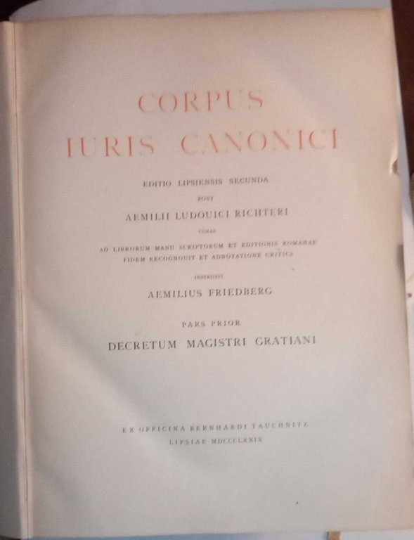 Corpus Iuris Canonici, editio lipsiensis secunda. Pars prior e pars …