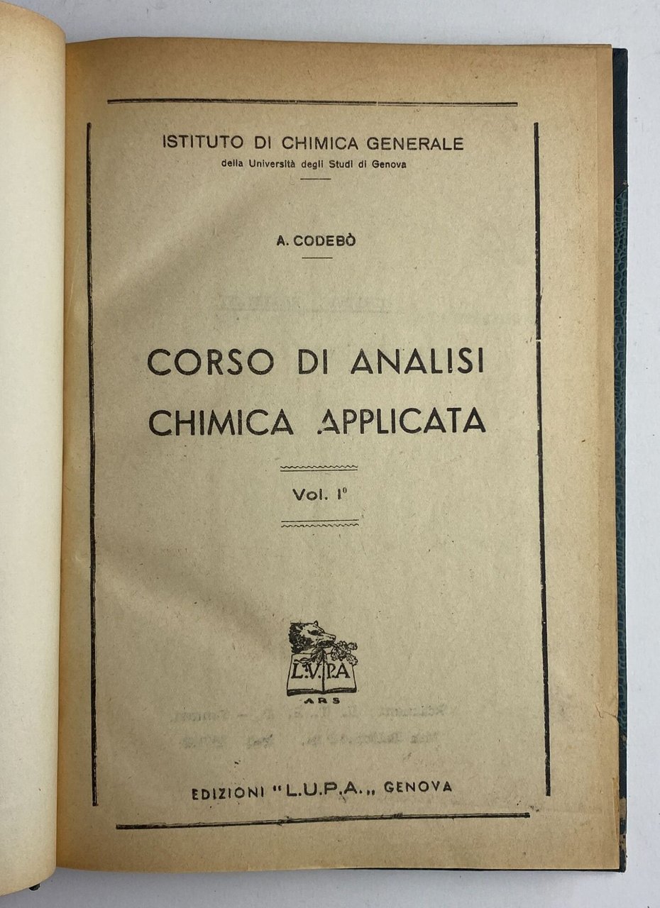 Corso di analisi. Chimica applicata (Vol. 1)
