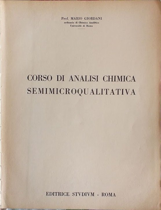 Corso di analisi chimica semimicroqualitativa