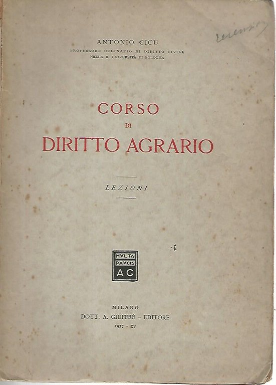Corso di diritto agrario. Lezioni