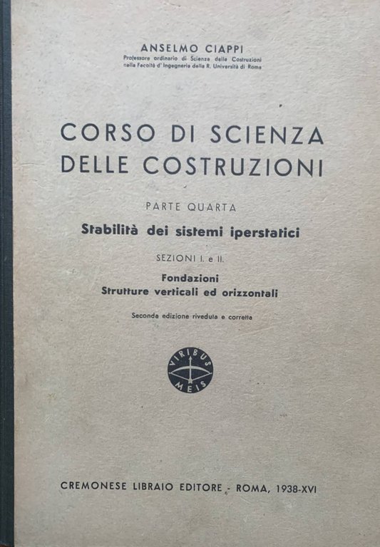 Corso di scienza delle costruzioni. Parte quarta