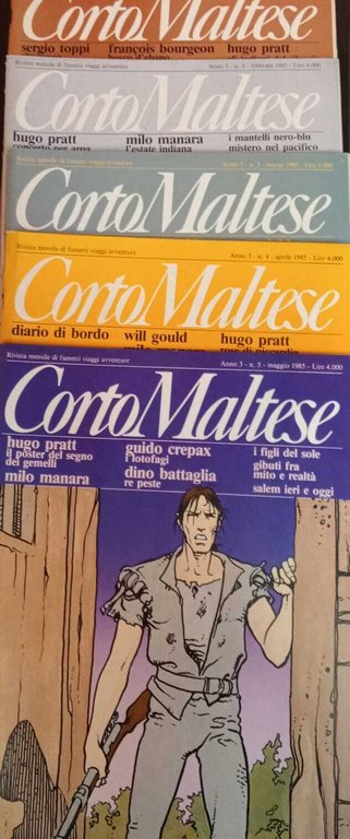 Corto Maltese, dal n. 1 al n. 5.