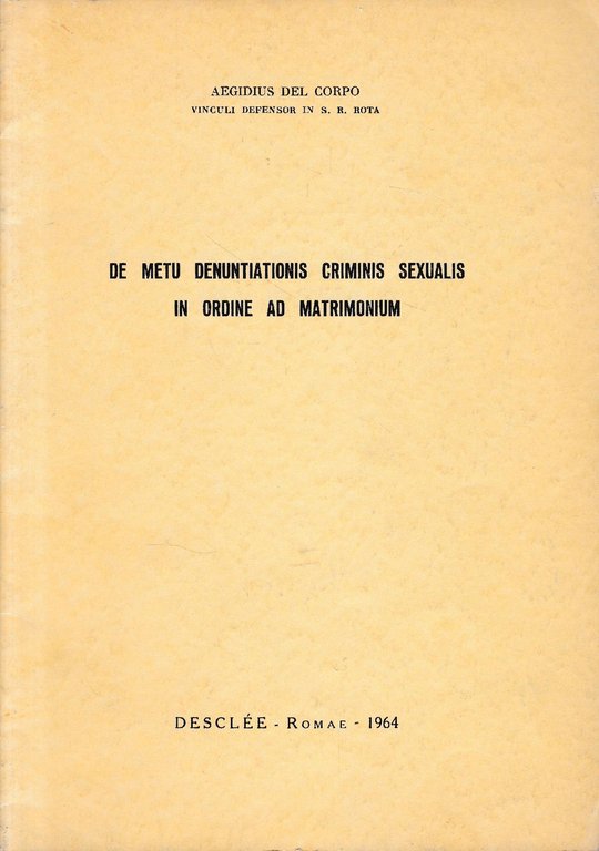 De metu denuntiationis criminis sexualis in ordine ad matrimonium | Immagine Gallery 2