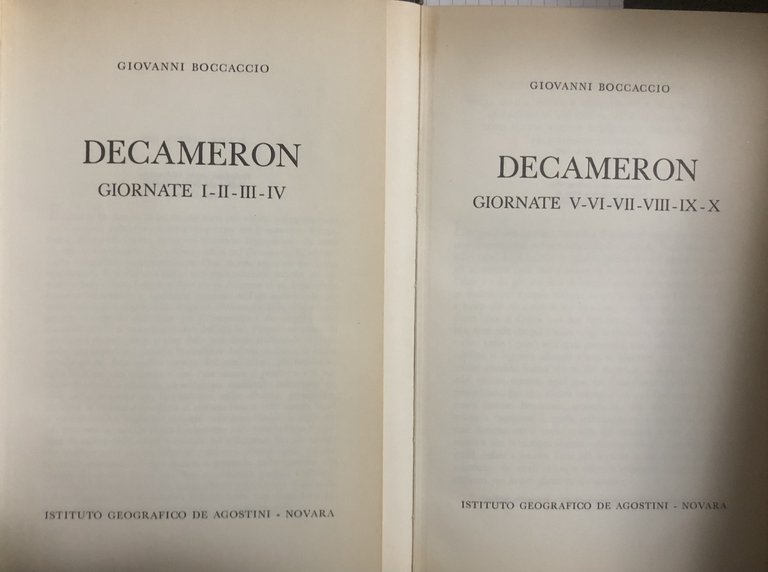 Decameron. Due Volumi Prima - Seconda parte