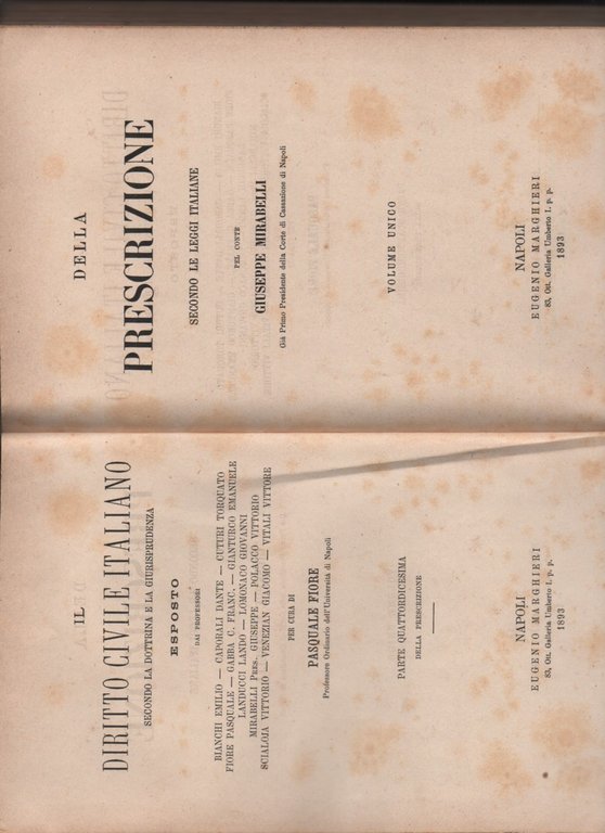 Della prescrizione secondo le leggi italiane (volume unico)