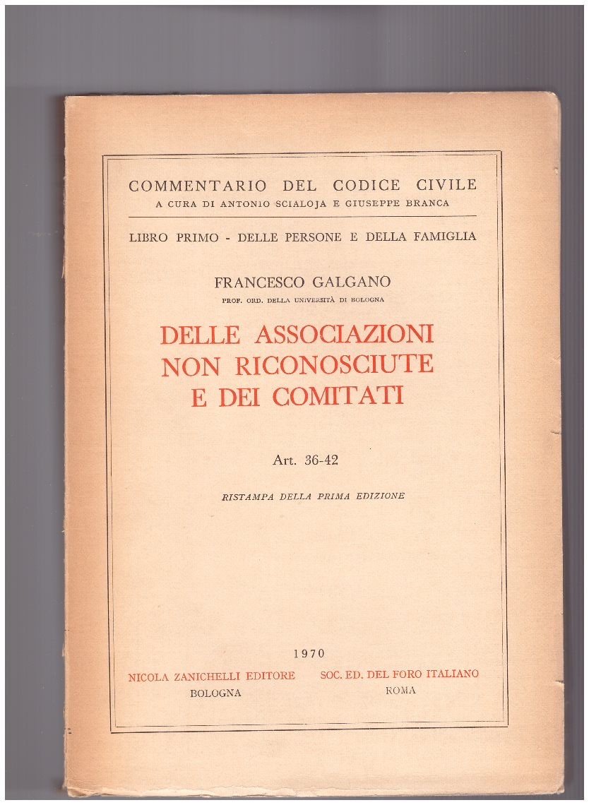 Delle Associazioni non riconosciute e dei comitati Libro Primo Art. …