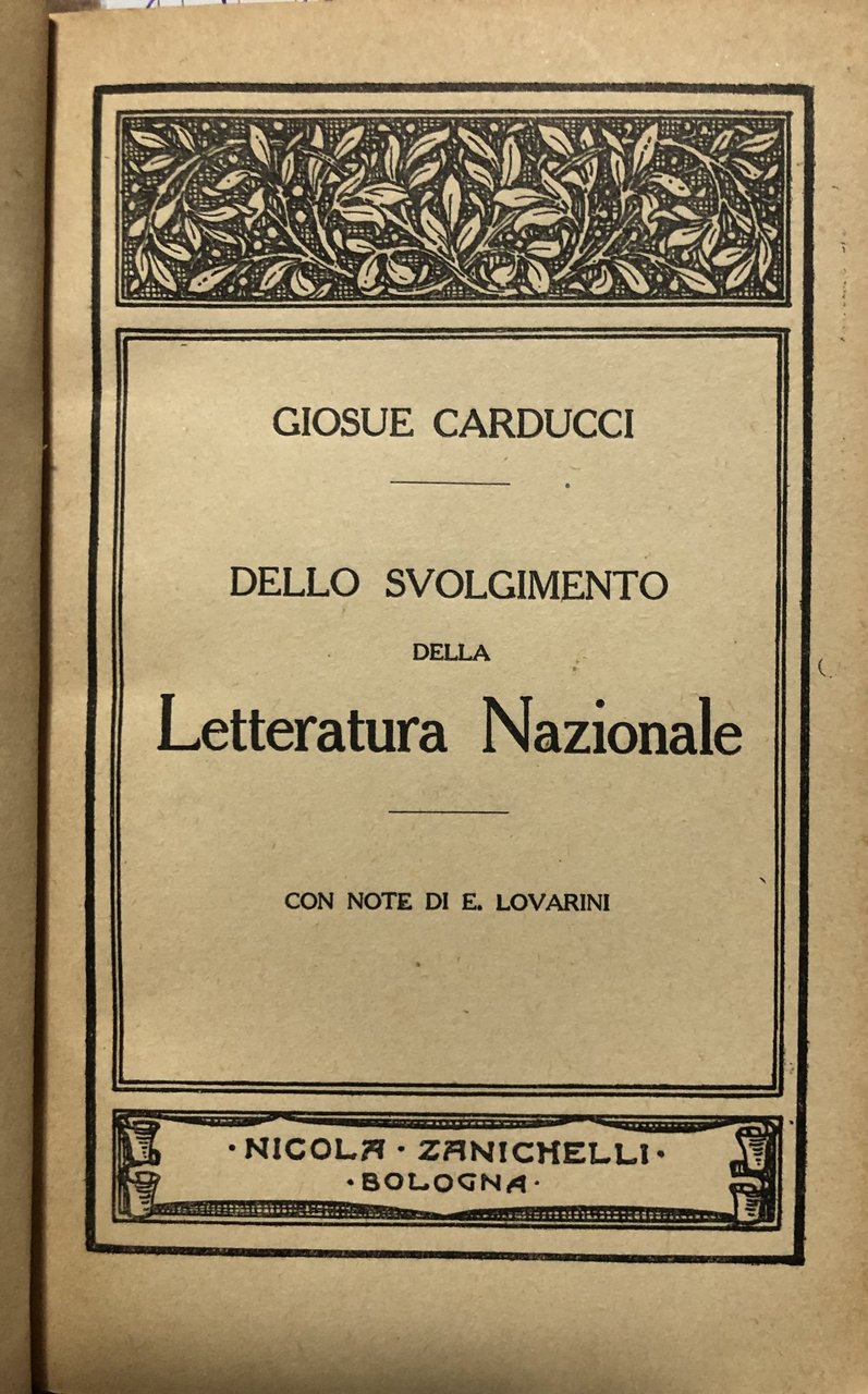 Dello svolgimento della Letteratura Nazionale